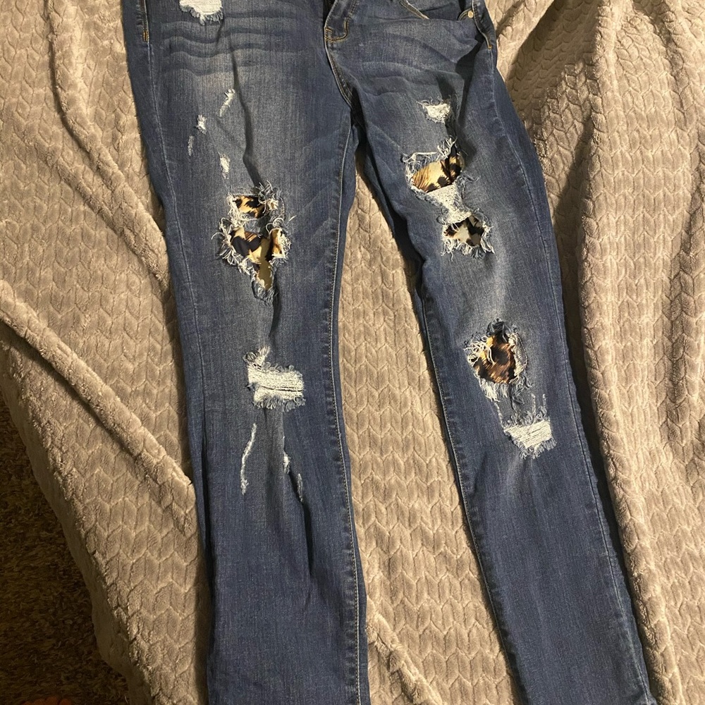 13/31 Skinny Leopard Print Jeans (Stretch)